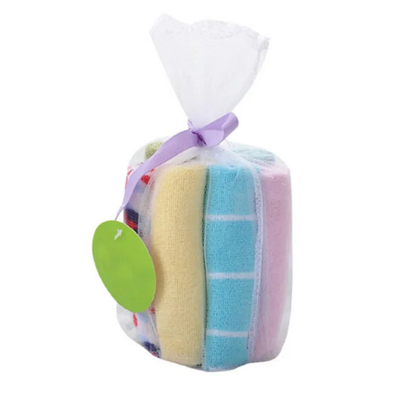 8pcs/pack Small Square Soft Cute cartoon/strip/solid Baby Towel Handkerchief Infant Kid Children Feeding Bathing Face Washing