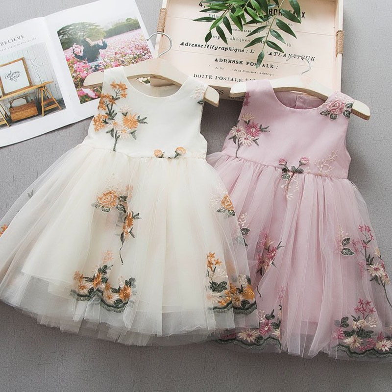 Girls' Dress Princess Dress Fluffy Yarn Dress Fashion Party Wedding Dress Flower Girl Dress