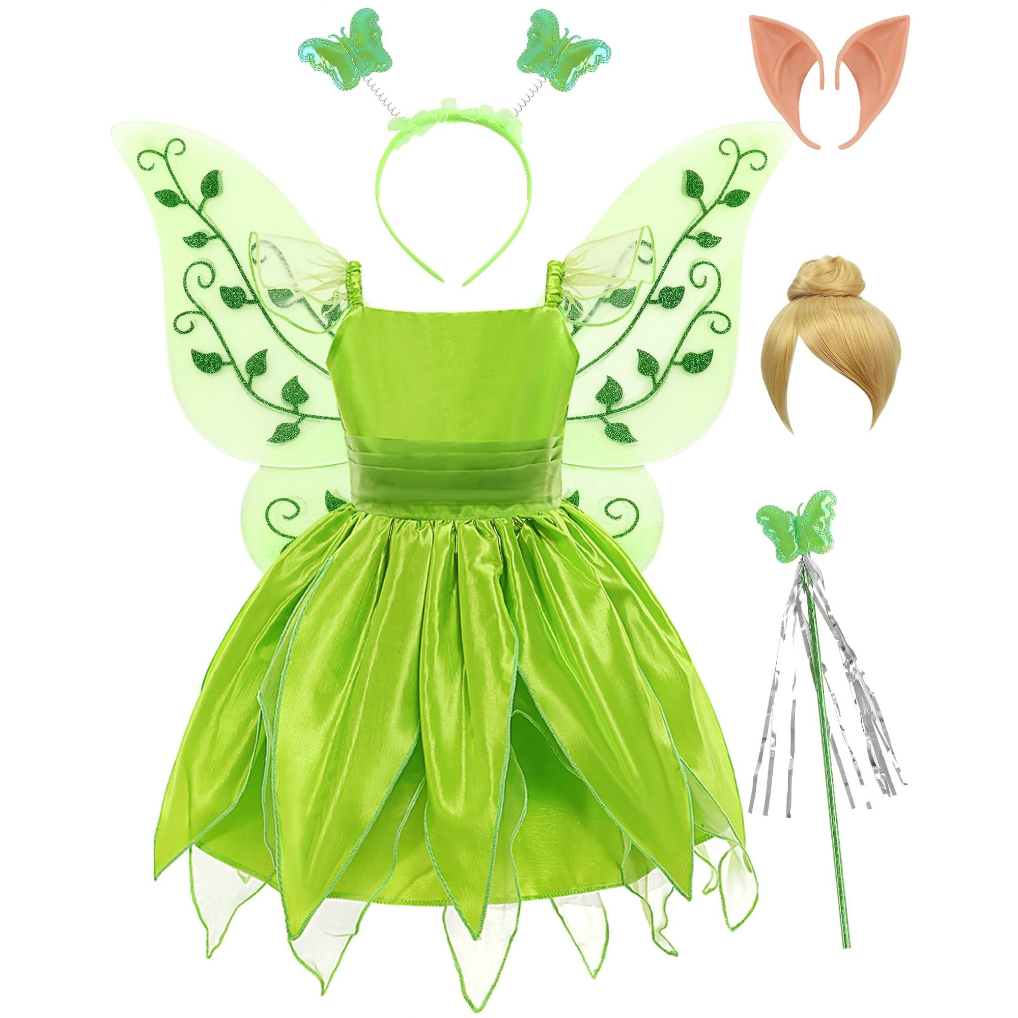 Tinkerbell Costume For Girls Halloween Costume for Kids Green Fancy Dress Fairy Dress Carnival Party Christmas Cosplay 2-10Y