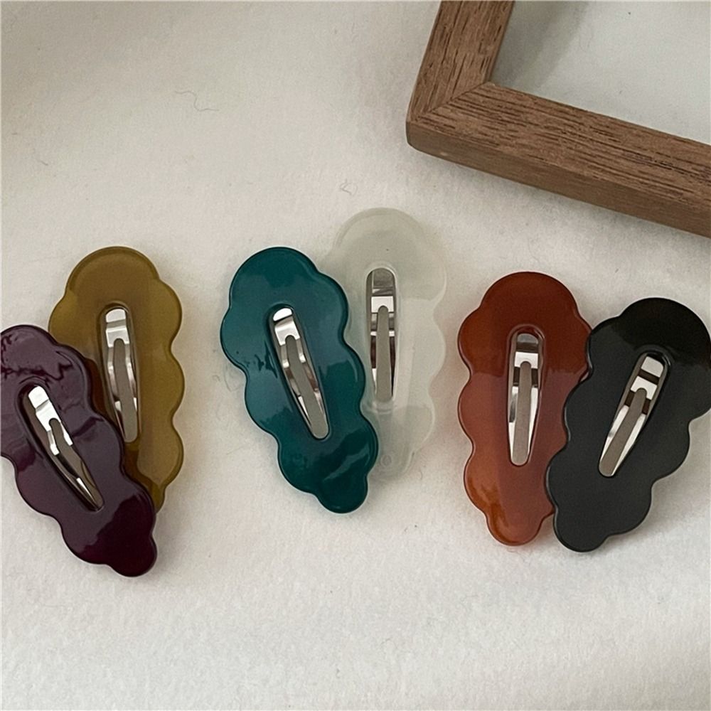 Jelly Color Wave Cloud Hair Clip Cute Hollow Small Hair Clip Geometric Side Clip Girls