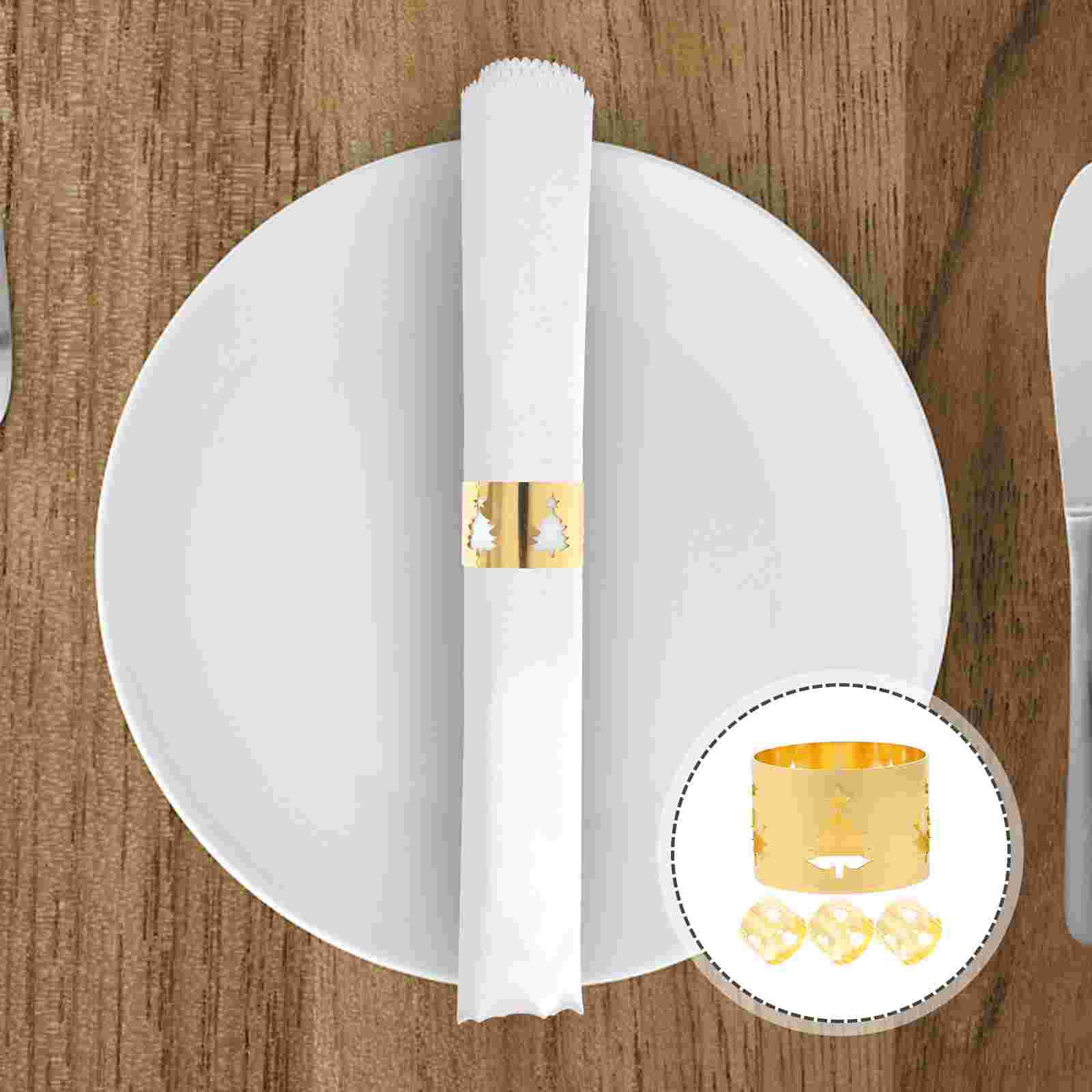 4 Pcs Dining Table Napkin Rings Decors Decorate Decorative Holders Iron Festival