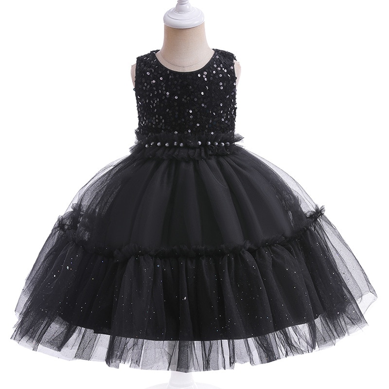 2023 New Girls' Dress Cross-border Puffy Mesh Princess Dress One-year-old Children's Sleeveless Sequins Performance Dr