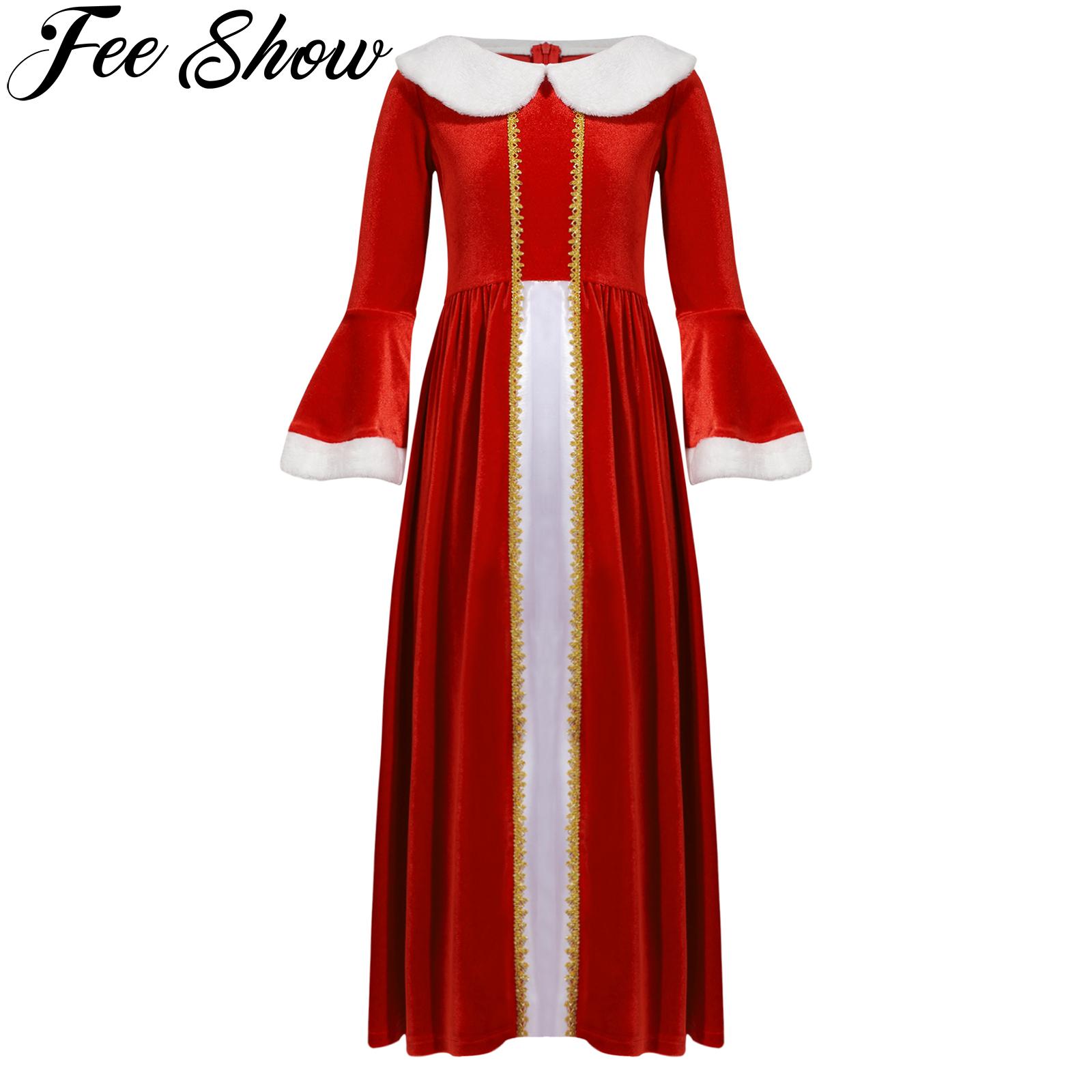Queen Costume for Girls Kids Halloween Cospaly Renaissance Princess Dresses Long Sleeve Gold Lace Splice Long Velvet Royal Gown