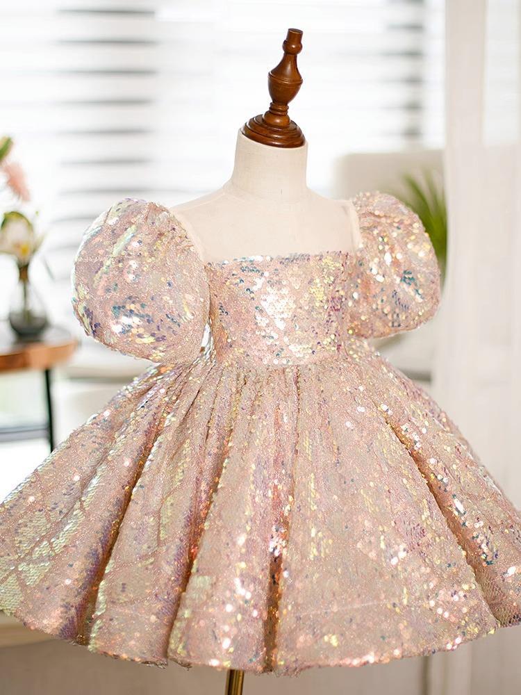 Sequin Baby Girl baptism for Kid's Infant Gown 1st Birthday Party Wedding Clothes Princess costumes Luxury Children TUTU dr