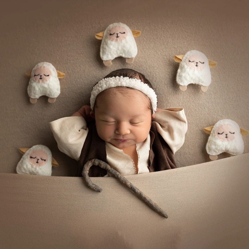 ❤️Newborn Photography Props Accessories Handmade Sleepy Sheep Studio Baby Photo Decoration Infant Shoot Accessory Fotografia
