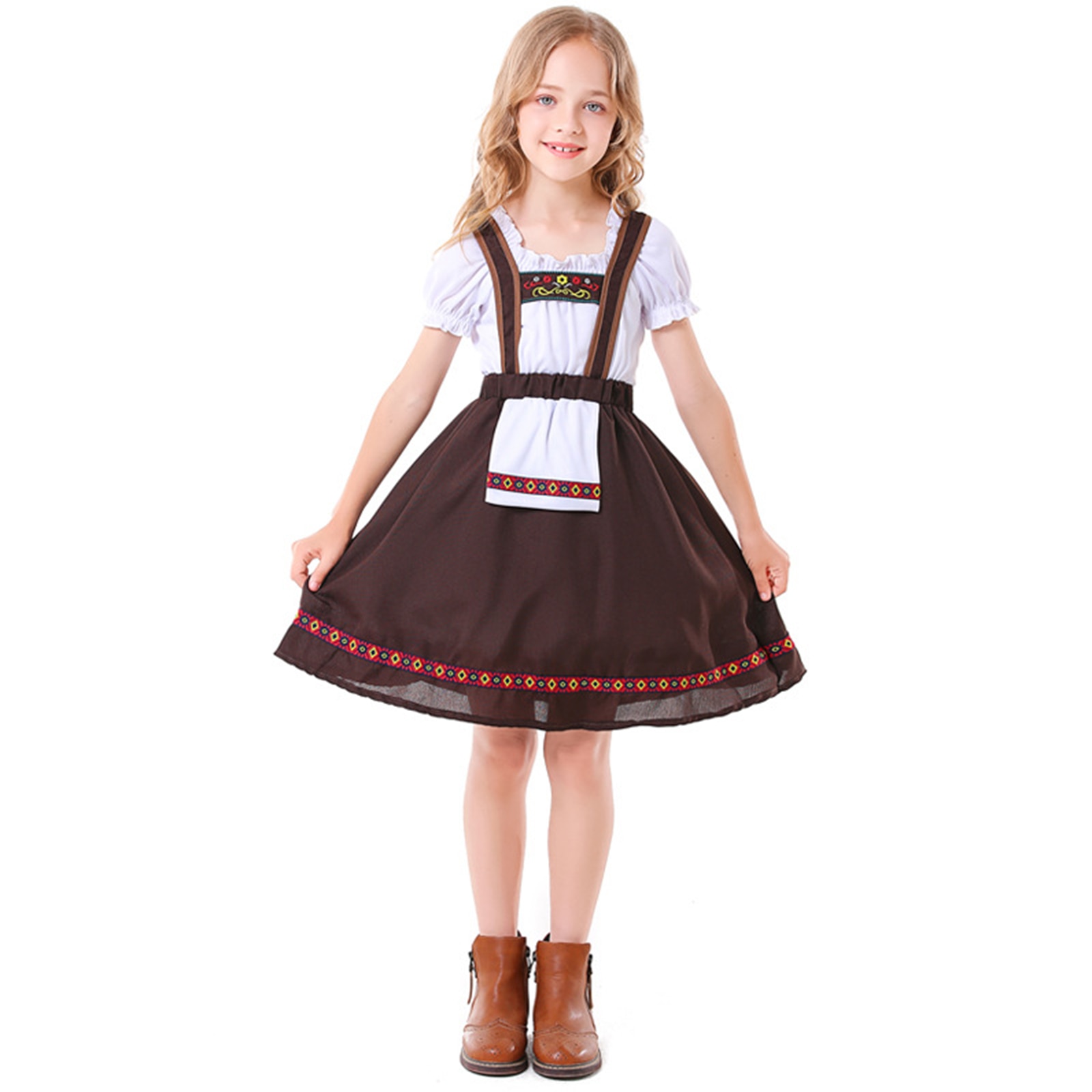 German Oktoberfest Girl Bavarian Beer Festival Dresses T-shirt Top Suspenders Dress Set Halloween Carnival Party Cosplay Costume