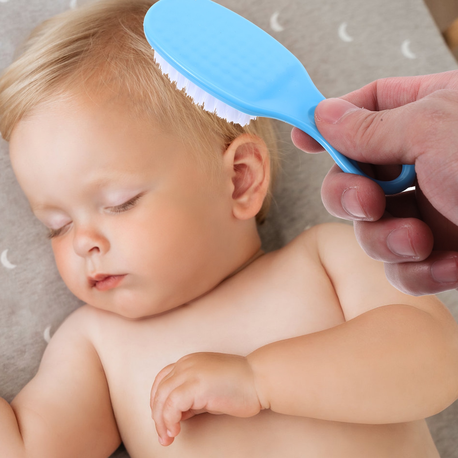 1 Set Girls Suit Hair Comb Set Portable Newborn Brush Bathing Hair Safety Comb for Infant Toddler Blue