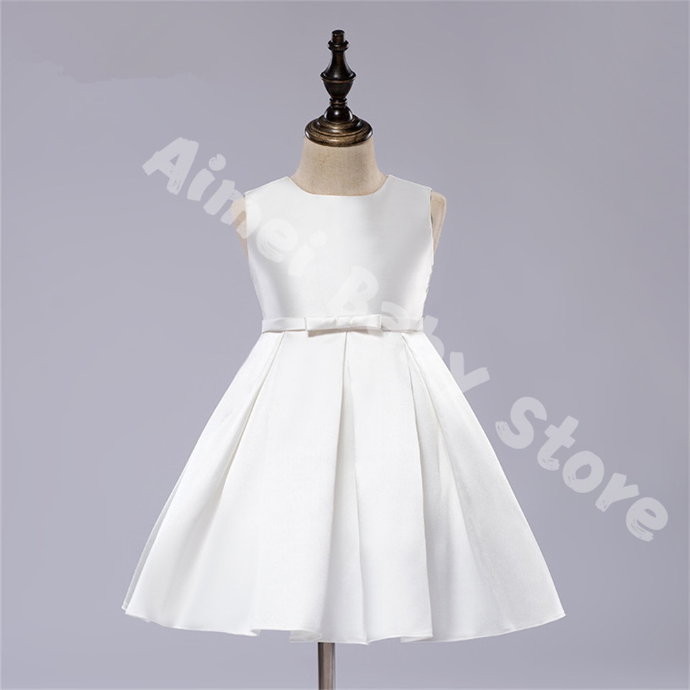 Children's Dress Girls' Birthday Princess Skirt Short Baby Flower Children's Sleeveless Solid Bow Ball Gown Chris