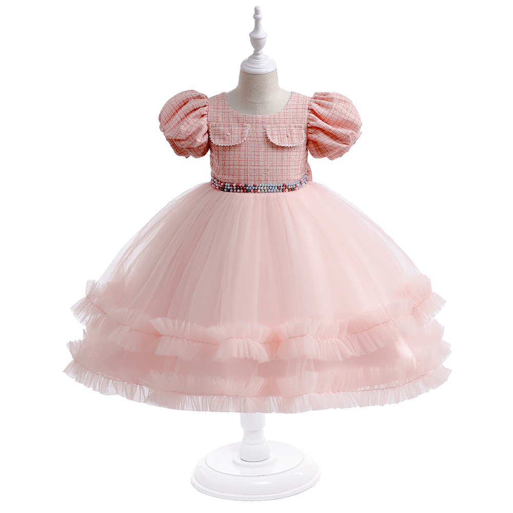 Black Baby Girls Party Dresses Beading Belt For Baby Birthday Wedding Princess Dress Kids Girl Puffy Formal Evening Vestidos