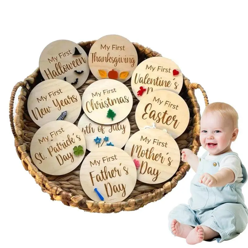 First Holiday Milestone Signs 10pcs Baby Months Milestone Cards For First Holiday Expecting Mom Gift Photo Prop Ornaments For