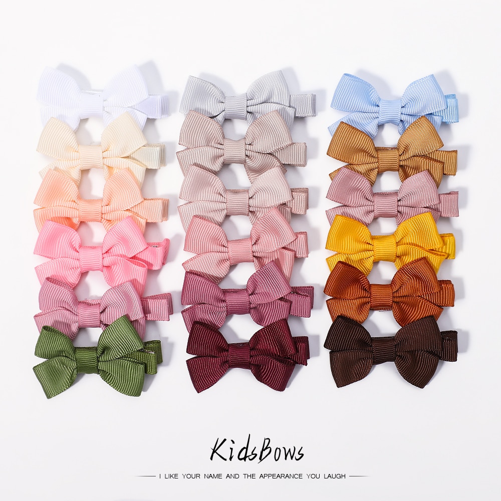 2pcs Solid Grosgrain Ribbon Hair Clips for Cute Girls Handmade Mini Hairpins Boutique Barrettes Headwear Kids Hair Accessories
