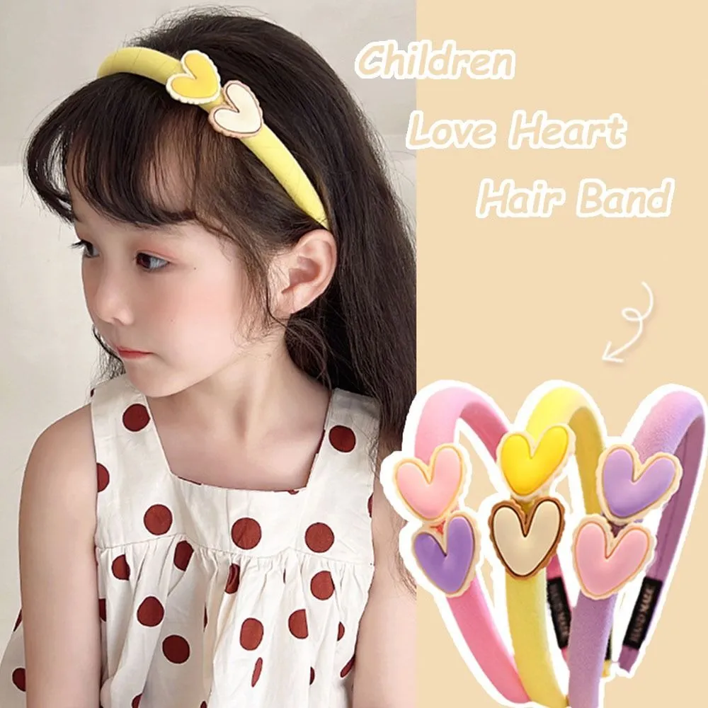 Baby Girls Cute Candy Colorful Cartoon Heart Ornament Headbands Children Lovely Non-slip Hair Hoops Kids Sweet Hair Accessories