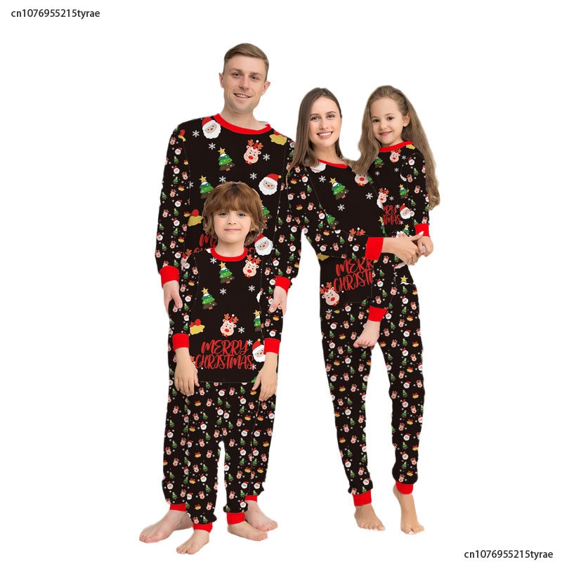Christmas Pajamas Family Matching Clothes Set 2023 Father Mother And Daughter Son Kids Xmas Outfit Baby Girl Rompers Pyjamas