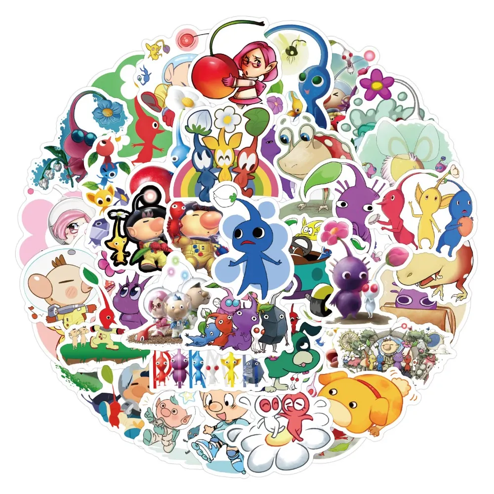 10/50Pcscolorful Cute Pikmin Graffiti Stickers Guitar Skateboard Computer Cartoon Game Stickers for Kids Gifts Wholesale