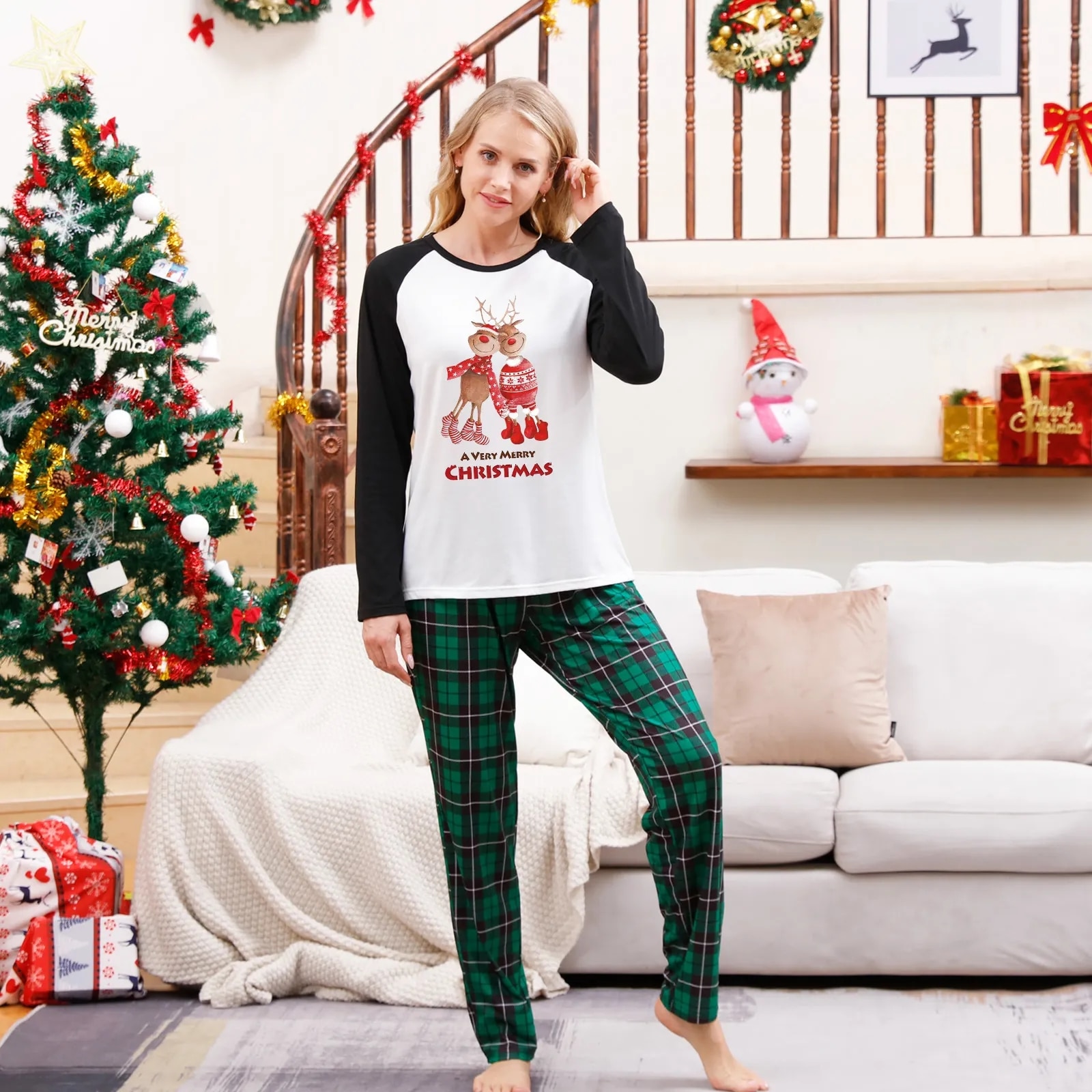 Famliy Matching Outfit Set Christmas Pajamas Xmas Pjs Father Mother Kid Child Baby Daddy Mommy Daughter Son Me Long Sleeve Plaid