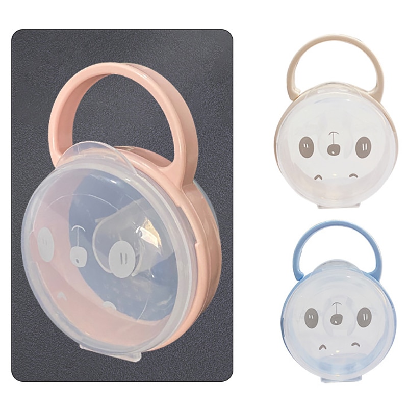 Baby Pacifier Transparent Dustproof Box With Handheld Function Cartoon Pacifier PP Panda Storage Box