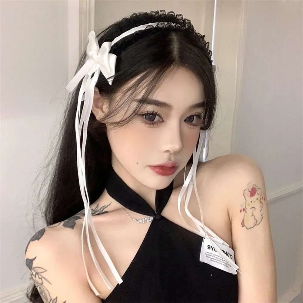 Lace Bow Lolita Hair Band Women Anime Cute Girl Headband Ribbon Lovely Cosplay Maid Hair Hoop Hair Accessories