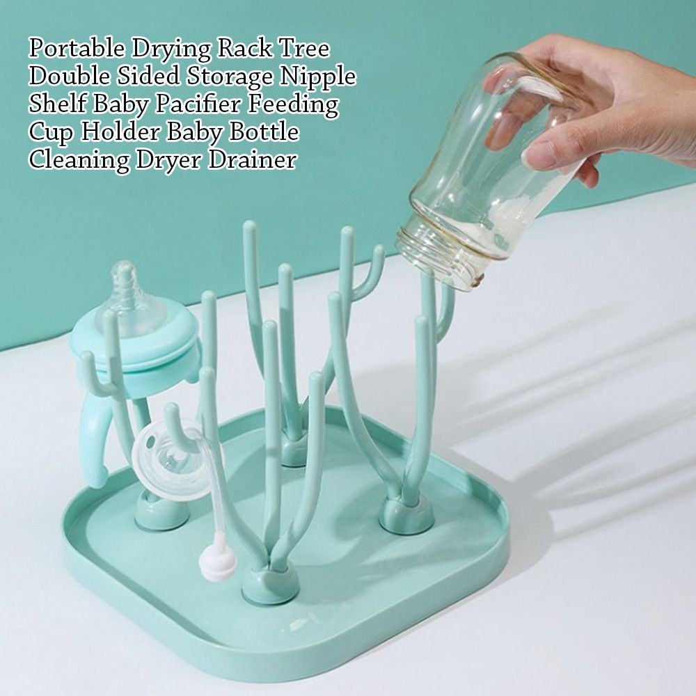 Feeding Cup Holder Tree Portable Double Sided Drainer Bottle Cleaning Dryer Drying Rack