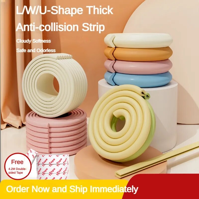 L/W/U-shaped Baby Safety Proof Maternity Corner Home Safety Protective Strip for Baby Soft Table Corner Collision Safety Strip