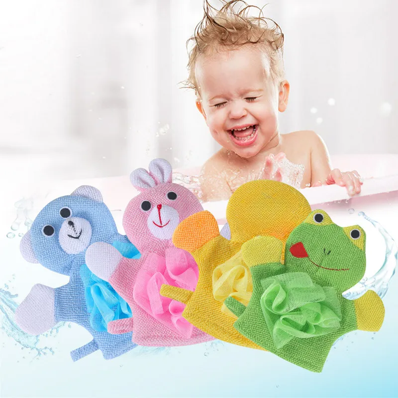 Baby Bath Soft Brush Kids Body Baby Bathing Glove Cartoon Animal Scrubber Exfoliating Sponge Shower Skin Cleaner Tool for Kids