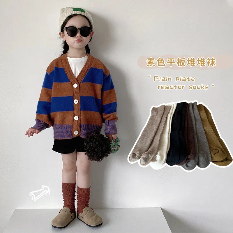Children's Socks Wholesale Spring Fall Girls Pile Socks Lolita Style Korean of Children's Mid-tube Socks for Baby Girl