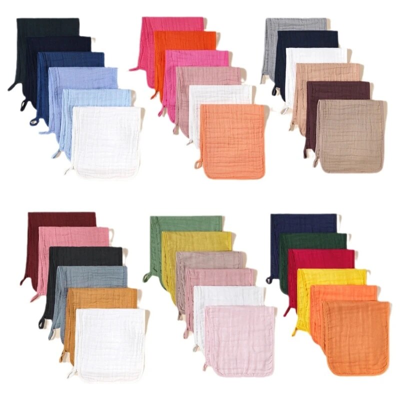 6PCS Burp Cloths Rectangle Designed Soft Drool Bibs Absorbent Saliva Towel Set
