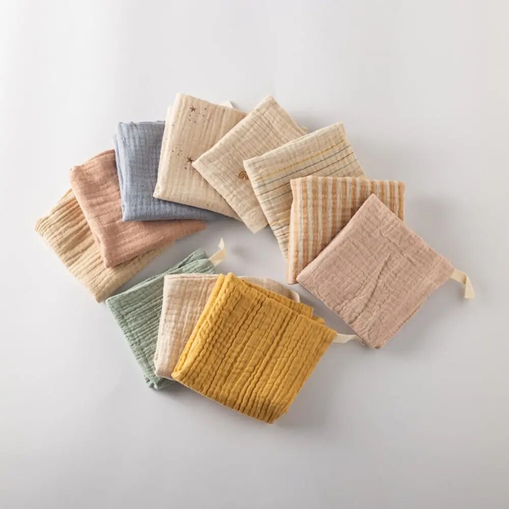 Random Color Baby Muslin Washcloths Comfortable Soft Cotton Saliva Towel Easy to Clean Baby Burping Cloth Infant