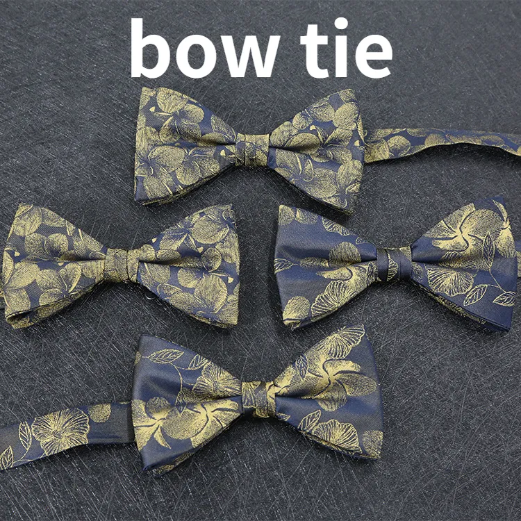 Daily style polyester gourd bow tie for both men and women with flat head jacquard bow tie