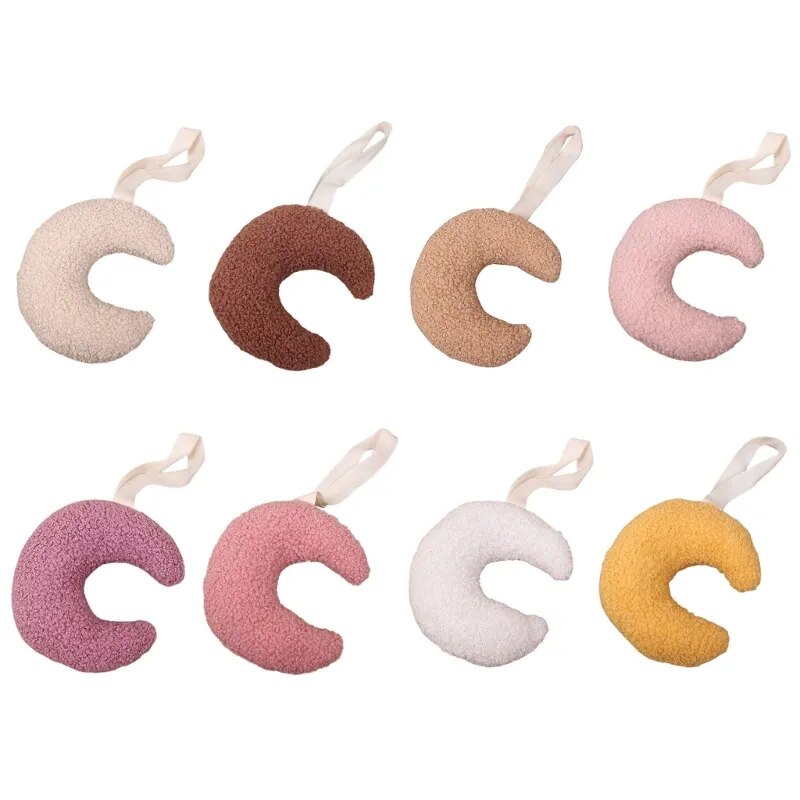 Pacifier Chain Plush Pendant Pacifier Clip Holder Soft Moon Shaped Crib Ornament