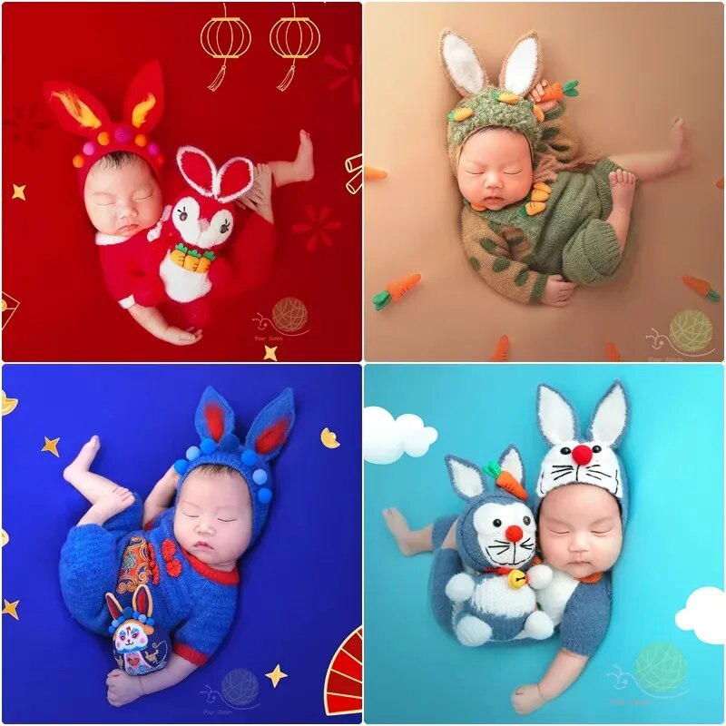 Year of The Rabbit Baby Photography Clothing Props Children's Photography Theme Clothing Newborn Full Moon Baby Hundred Day