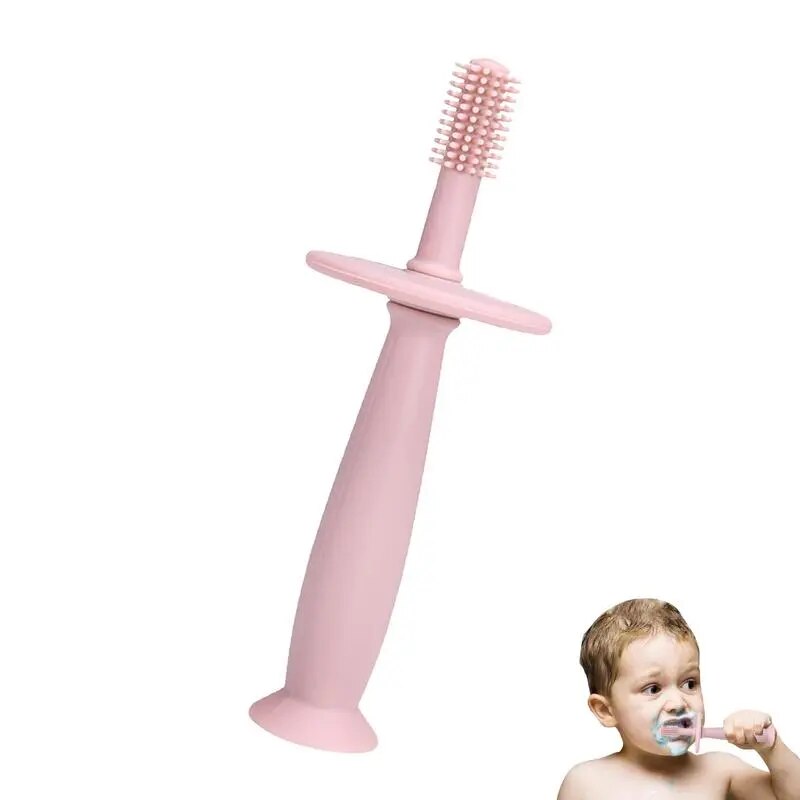 Infant Teether Toothbrush 360Training Toothbrushes With Suction Base Soft Toddler Teether Silicone Teething Toys/Pacifier Gum