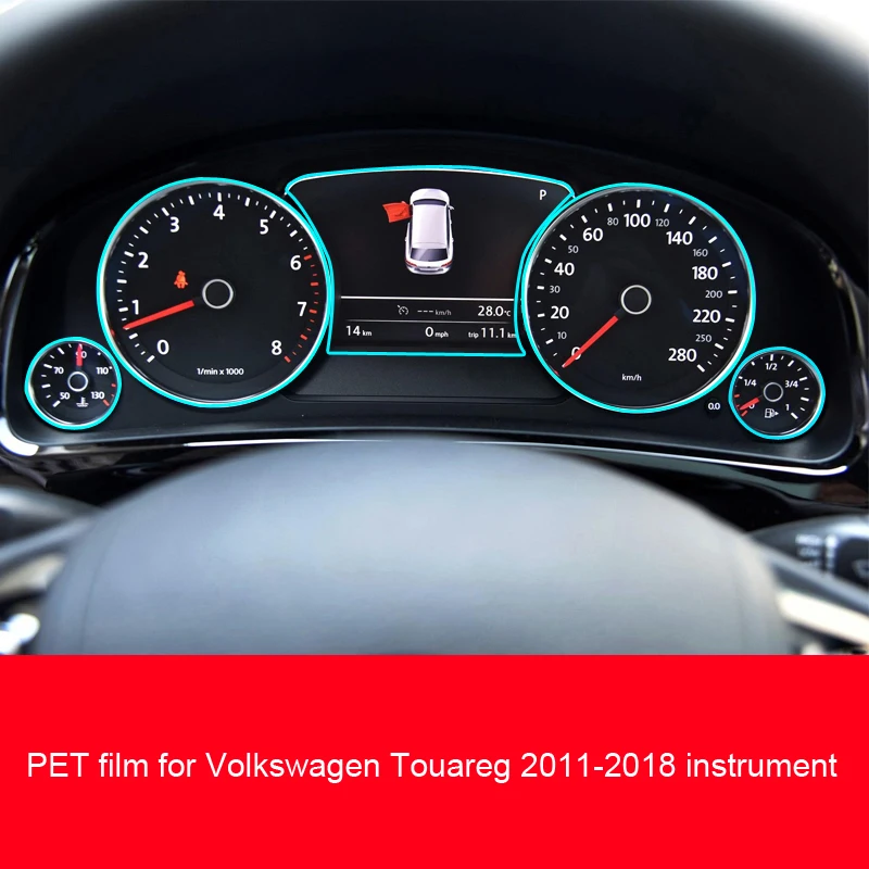 Für Volkswagen Touareg 2011-2018 Auto Instrument Panel Schutz Dashboard PET Film Center Control Touchscreen Protector