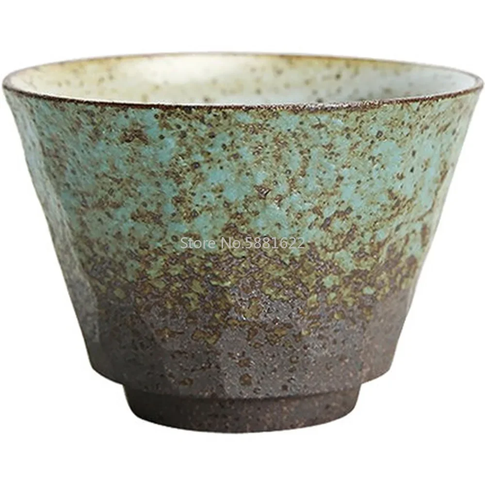 Japanische grobe Keramik Teetasse grüne und schwarze Farbe handgemachte Keramik Kung Fu Teetassen