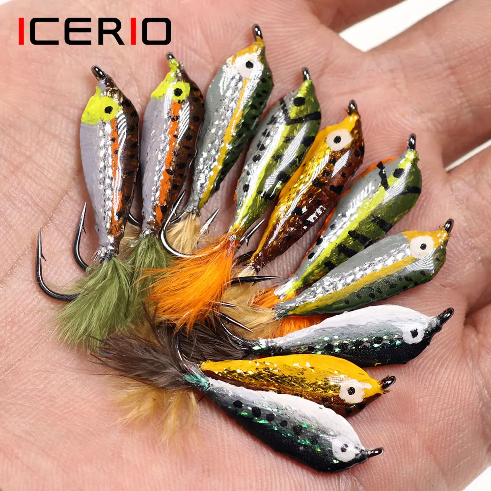 ICERIO 3PCS Epoxy Körper Minnows Streamer Fliegen Trout und Regenbogen Forelle Angeln Fly Lure Köder #4