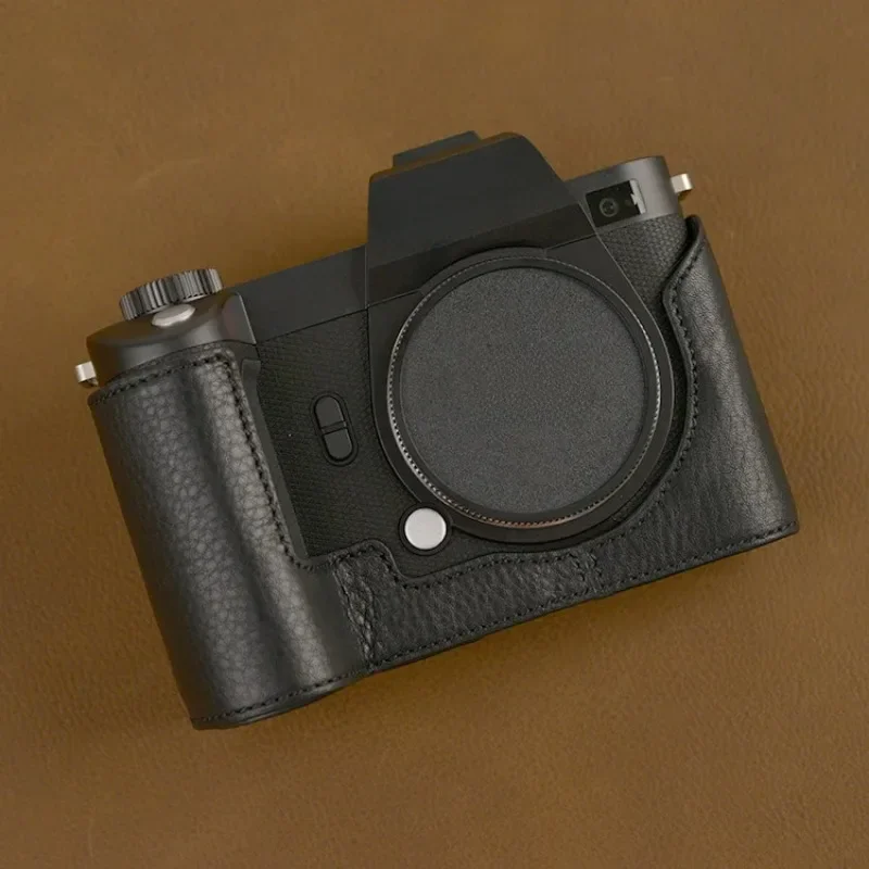 Hohe Qualität Handgemachte Echte Echt Leder Halb Kamera Tasche Abdeckung für Leica SL2