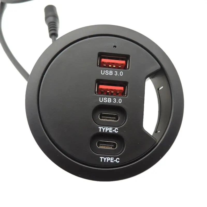 EU UNS Montage In-Schreibtisch 4 Ports USB 3,0 USB C Typ C Hub Power Adapter Multi Splitter für PC