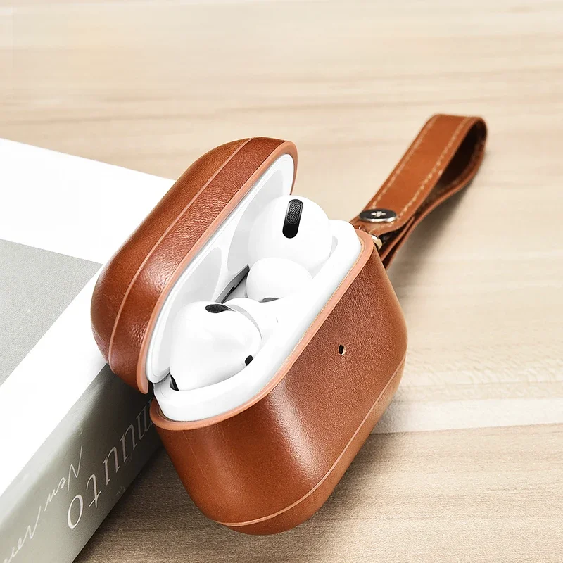 Echtes Rindsleder Kunststoff Schutzhülle für AirPods Pro Luxus Retro Leder Schutzhülle für AirPods