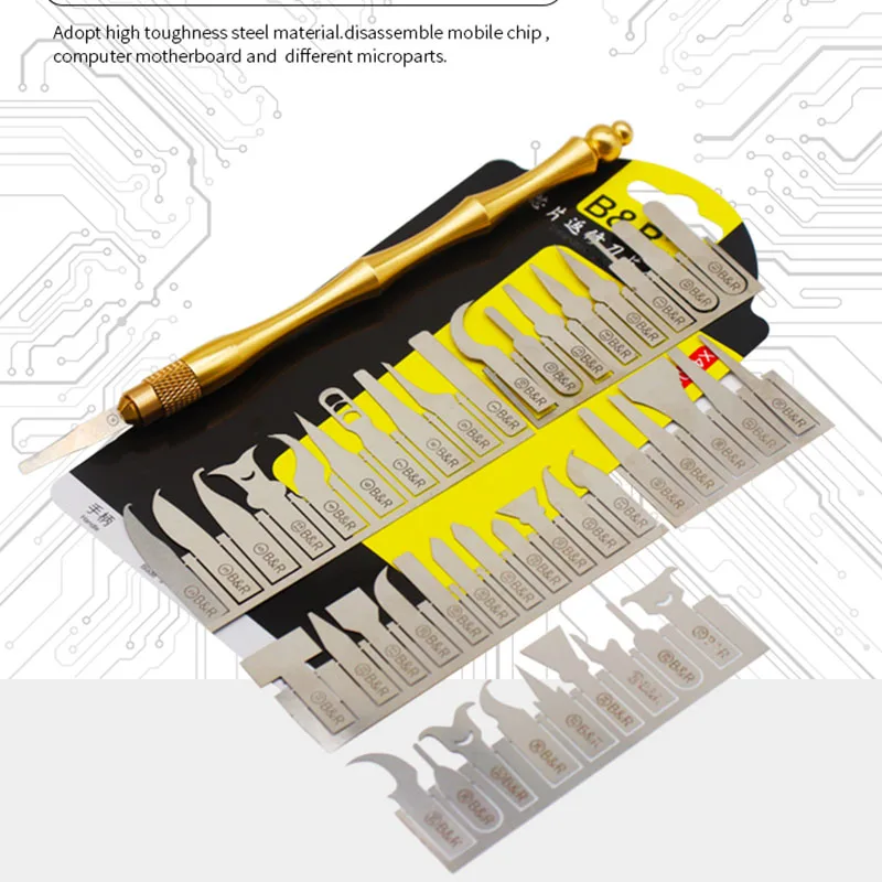 43-in-1-Klingenset CPU NAND IC Chip Kleberentferner Ultra Thin Edge Scrapper für Telefon A9 A10 A11