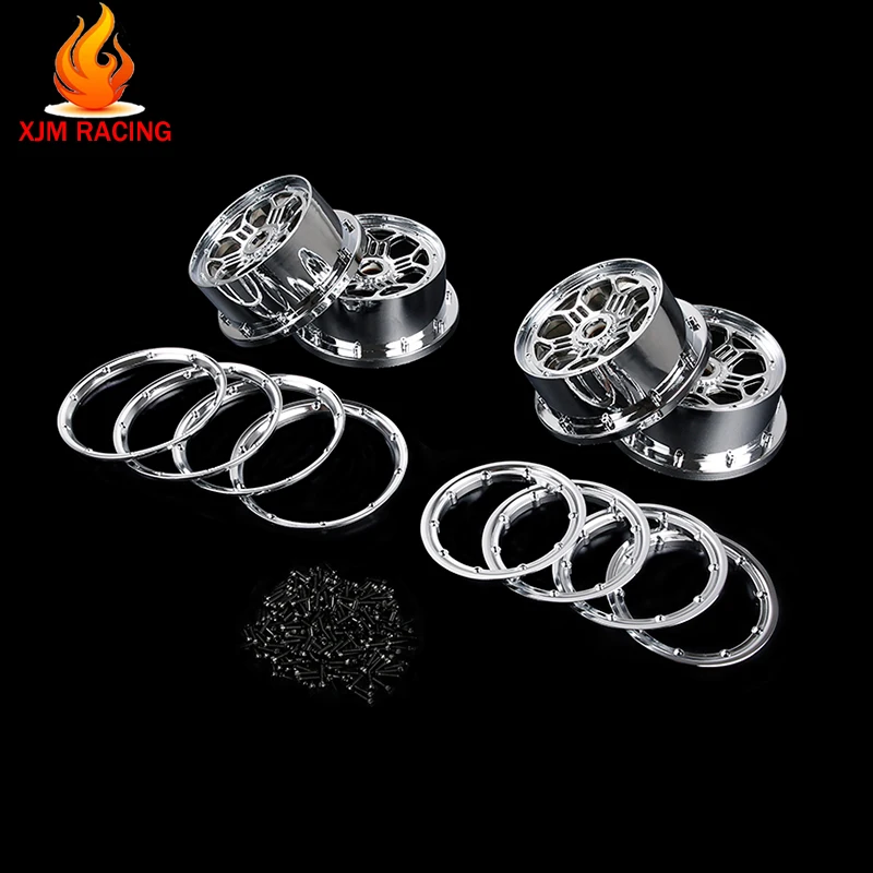Chrom Vorne Hinten Radnabe mit Beadlock Set für 1/5 ROFUN ROVAN LT KM X2 LOSI 5IVE T Rc Auto Racing Spielzeug Teile