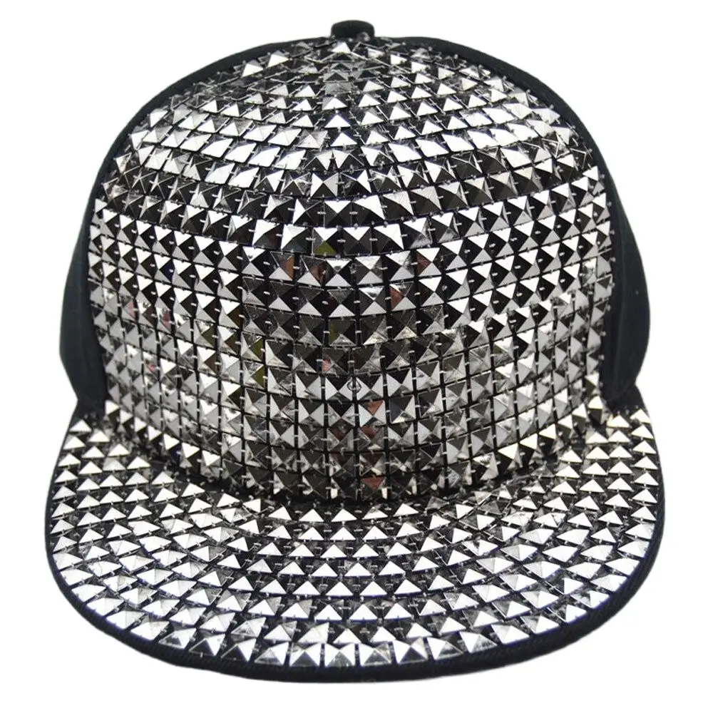Verstellbare Träger Pailletten Snapback Hüte Bling Flat Bill Baseball Cap Punk Rock Hip Hop Mode