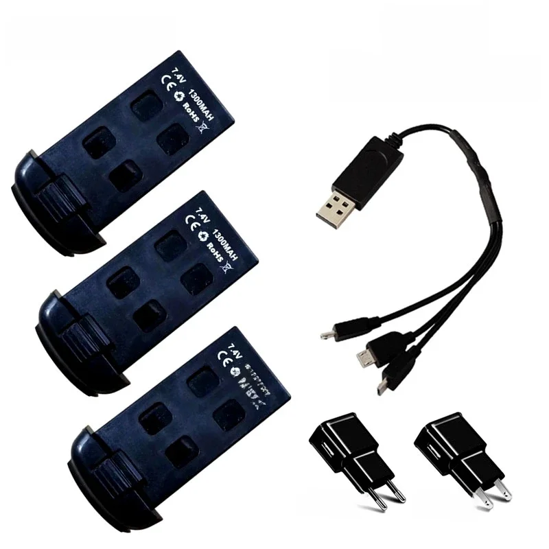 TERANTY 7,4 V 1300 mAh Lipo-Akku und 3-in-1-Ladegerät für S166 S167 RC Drone Ersatzteile für S167 RC Drone Akku