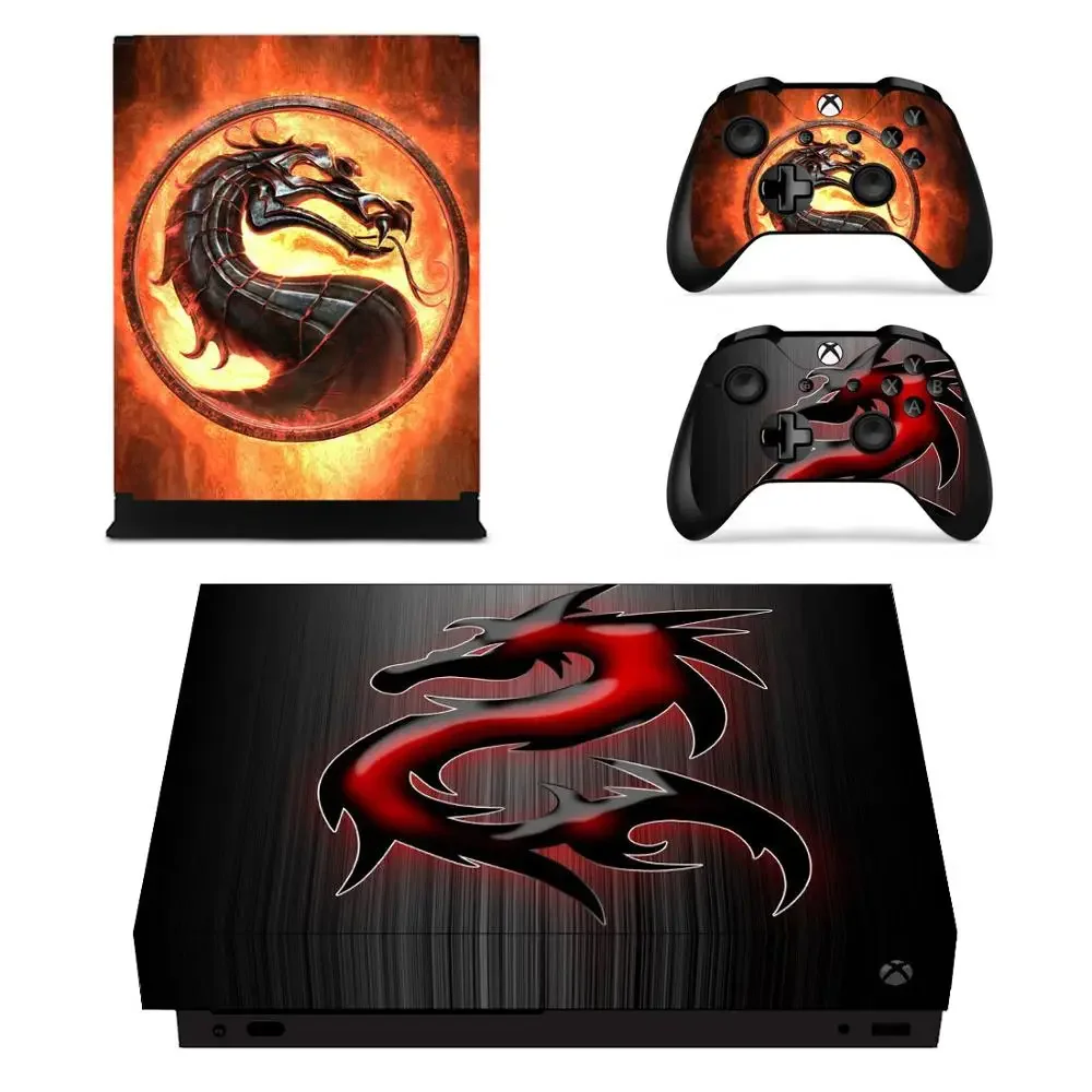 Mortal Kombat Drachen Volle Abdeckung Haut Konsole & Controller Aufkleber Aufkleber für Xbox One X