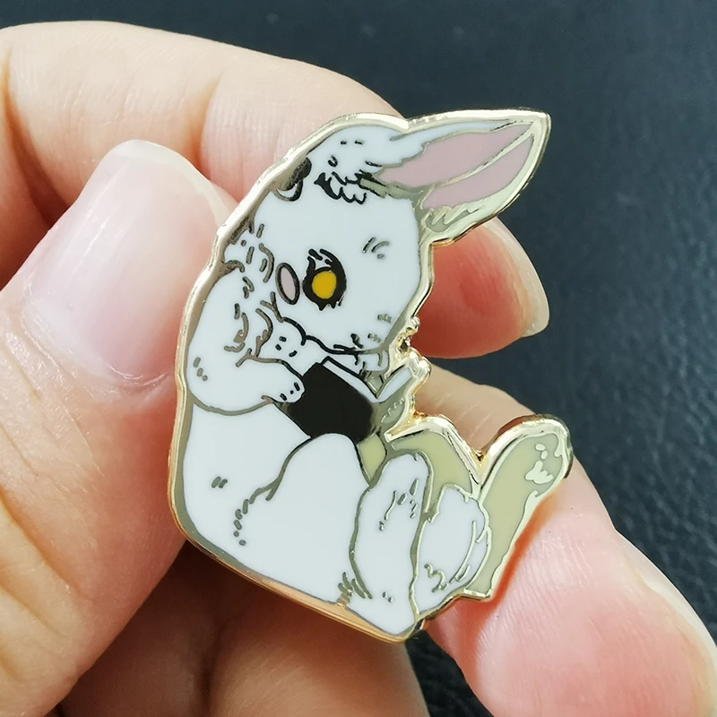 Reader Kaninchen Emaille Pin Cartoon Weiß Bunny Metall Abzeichen Wunderland geschenk für buch
