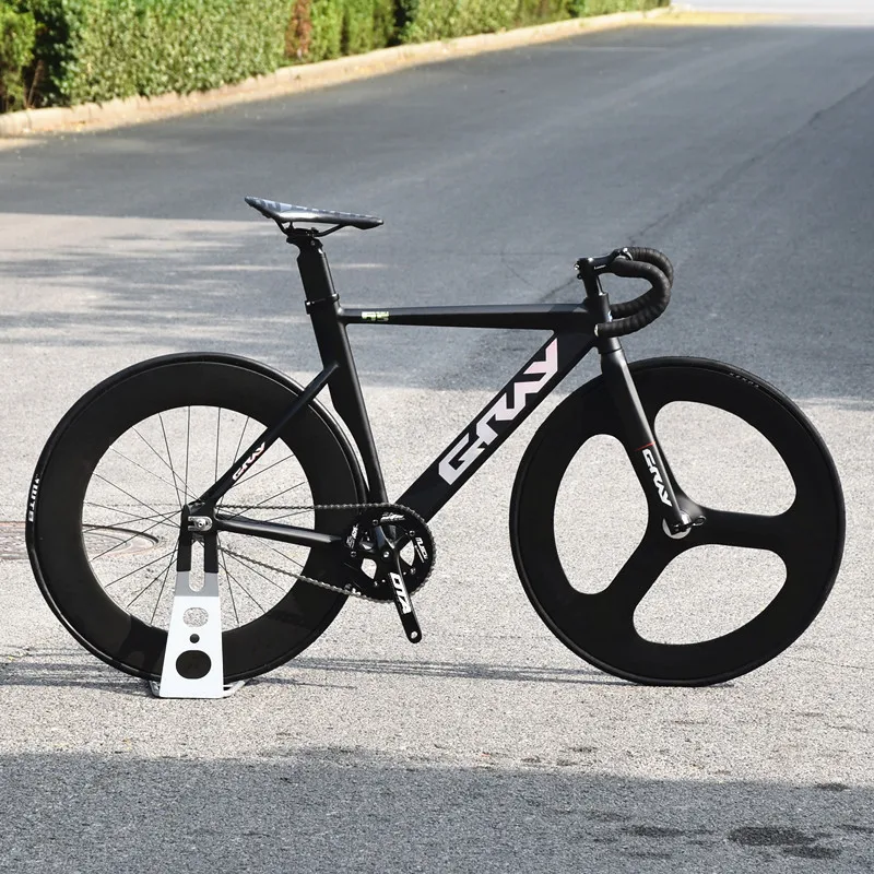 Graues Fixie-Fahrrad mit festem Gang 48cm 52cm 55cm Aluminium legierung rahmen Carbon gabel