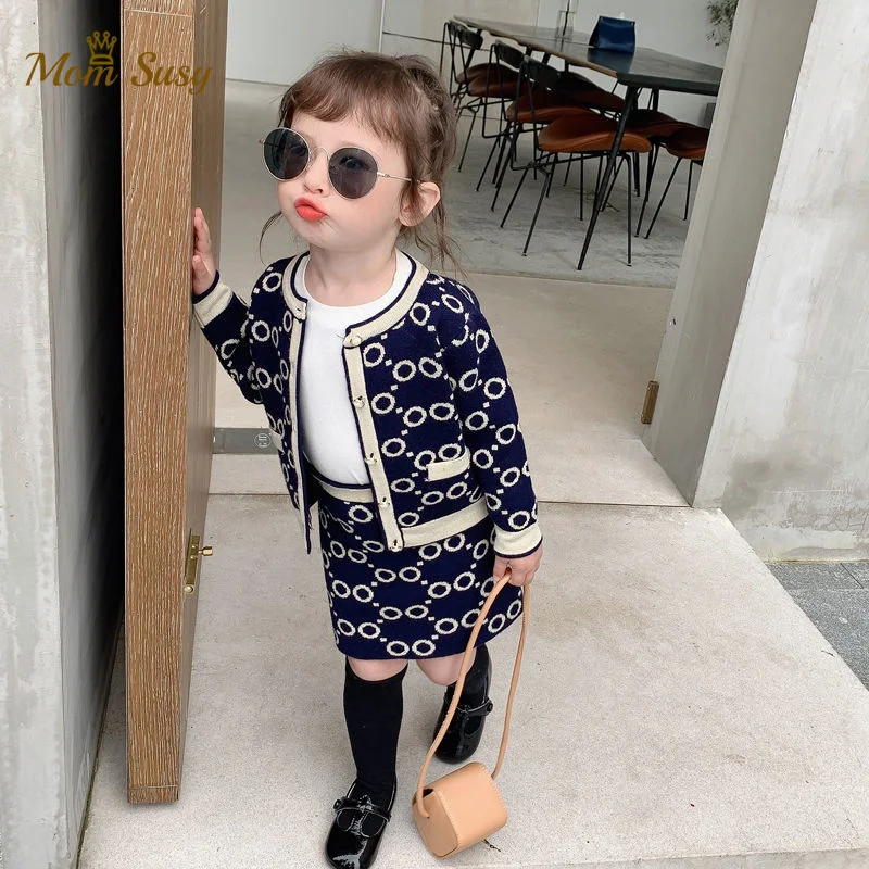 Baby Mädchen Stricken Kleidung Set Winter Herbst Frühling Kleinkind Pullover + Rock 2PCS Outfit
