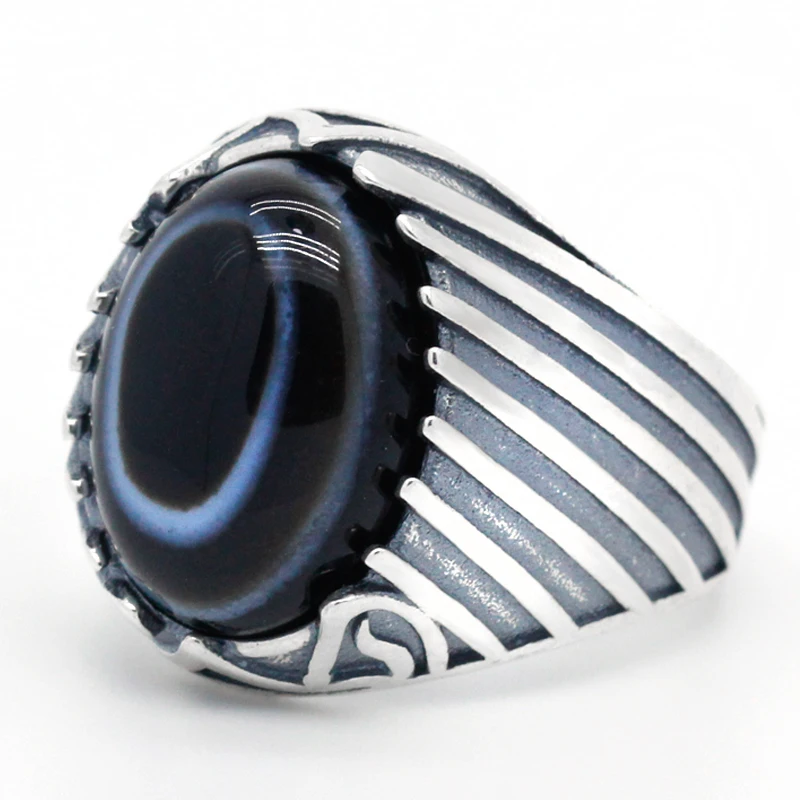 Naturstein ring männer der 925 sterling silber augen achat stein antike halten glück ring frauen der männer der Türkische schmuc