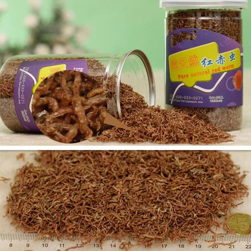 600ml gefrier getrocknetes Blut Insekt roter Wurm Essen Aquarium Tank tropischer Kuss Fisch Diskus tetra betta guppy koi Reptil 
