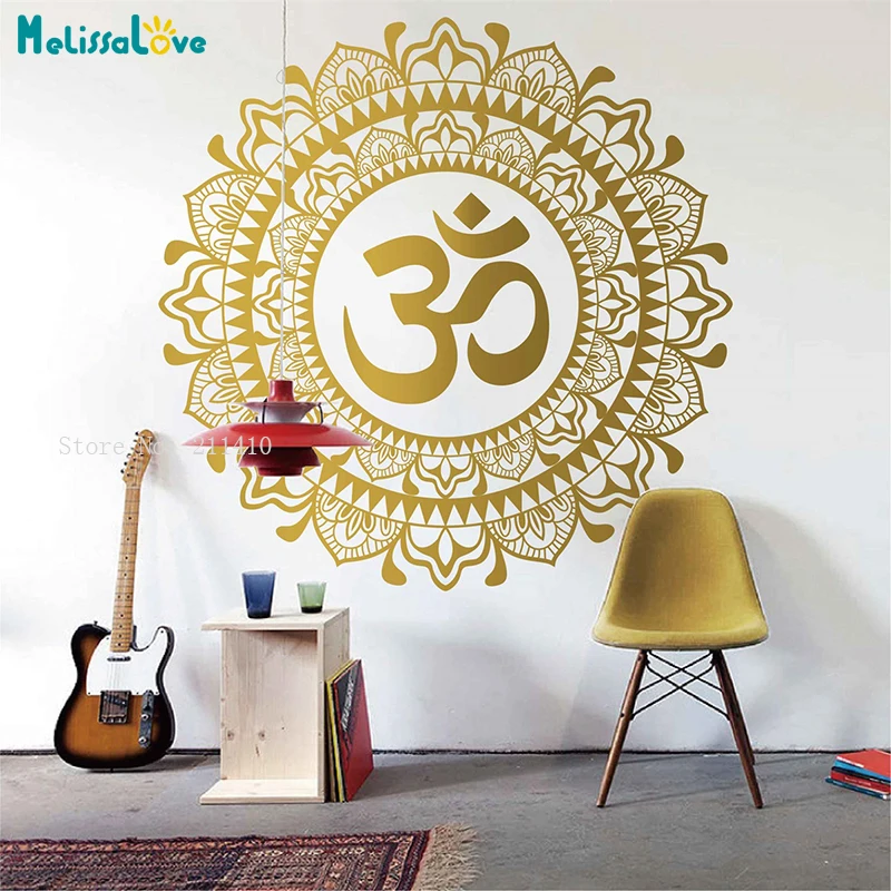 Om Mandala Blume Wandtattoo Meditation Vinyl Indian Home Decor Yoga Om Namaste Büro Studio Dekor