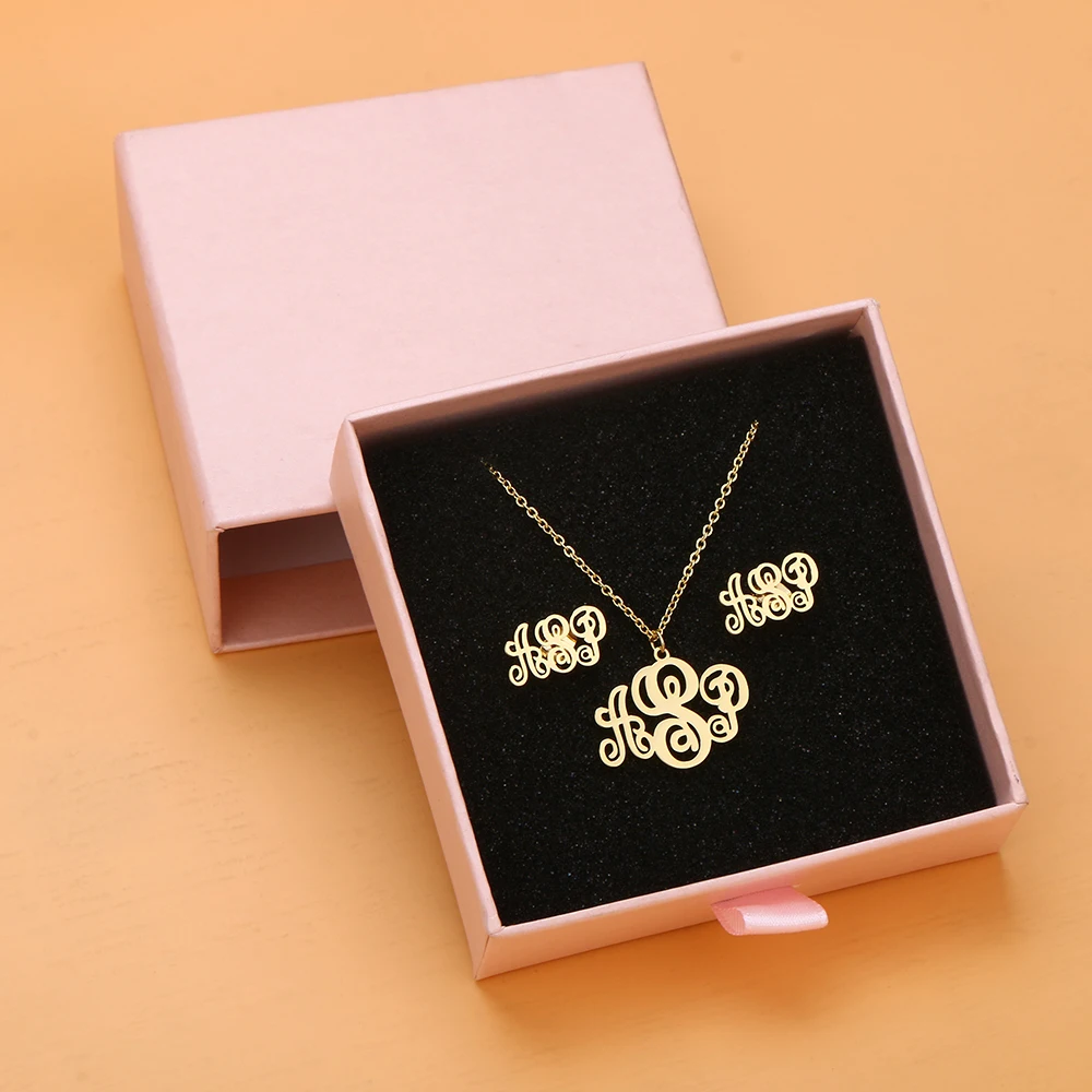 DODOAI Angepasst Schmuck Sets Trendy Brief Ohrringe Edelstahl Name Halskette/Ohrringe/Armband/Ring Typenschild Geschenk