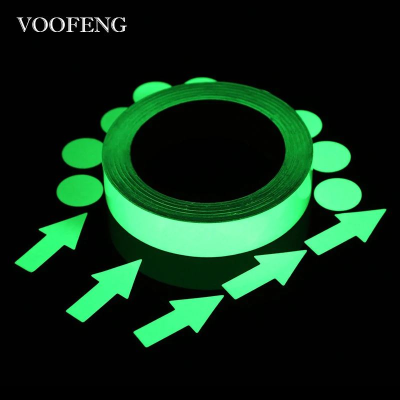 VOOFENG-Fita Luminosa Autoadesiva Fluorescente, Brilha no Escuro, Adesivo de Aviso, Segurança,